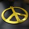 Hippie Peace Sign Medallion - 1960s Gold Peace Symbol Necklace Costume Accessory - 1 Piece